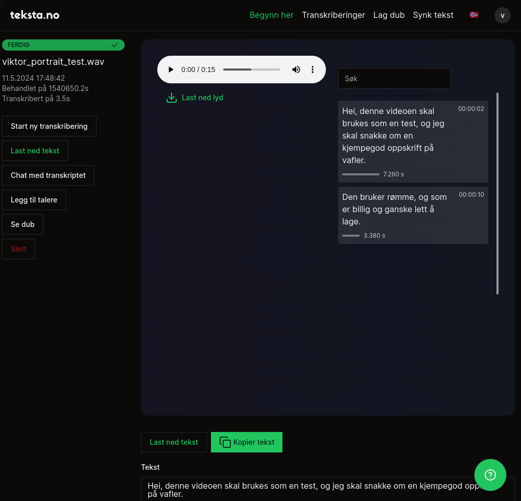 Teksta.no transcription